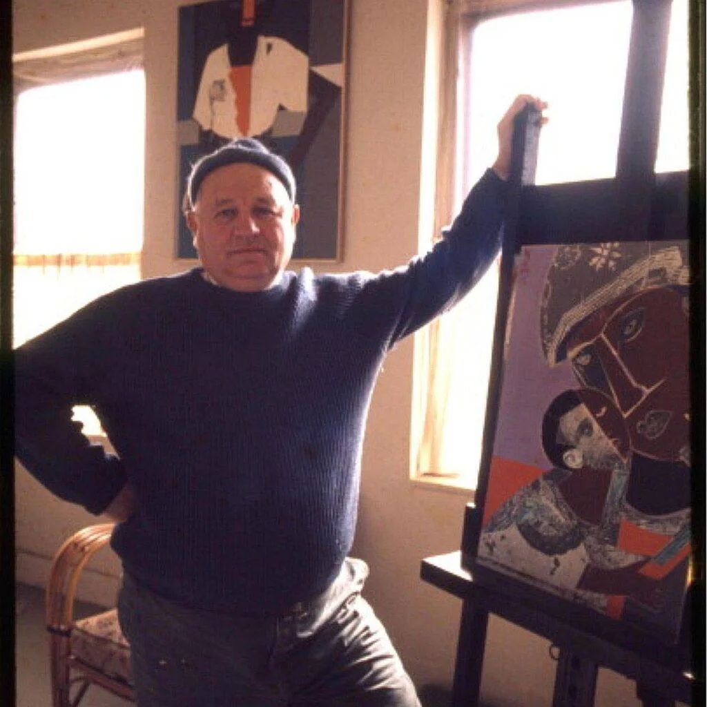 romare beardon with painting