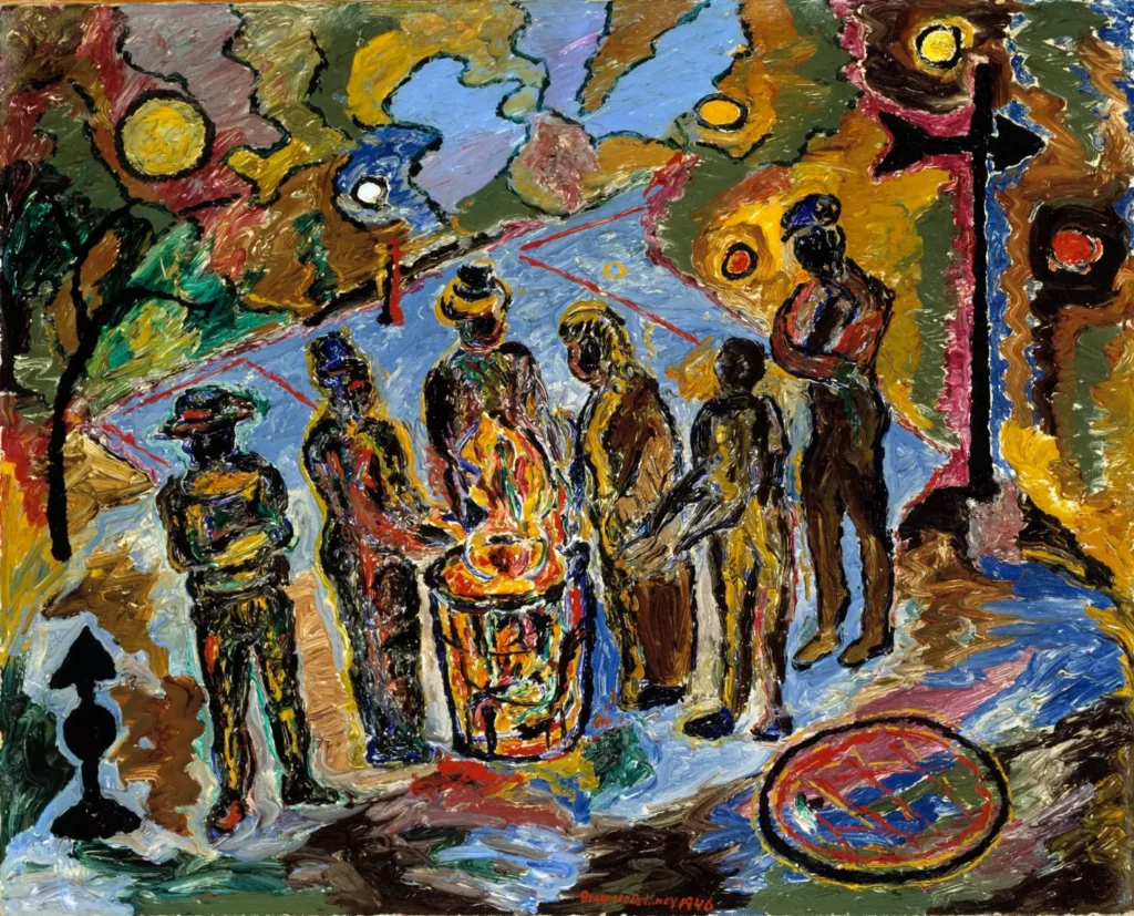 beauford delaney can fire in the park painting